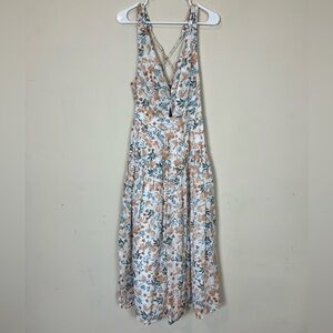 Joie Floral Ruffle Tiered Midi Dress with front Cut Out Sz 8